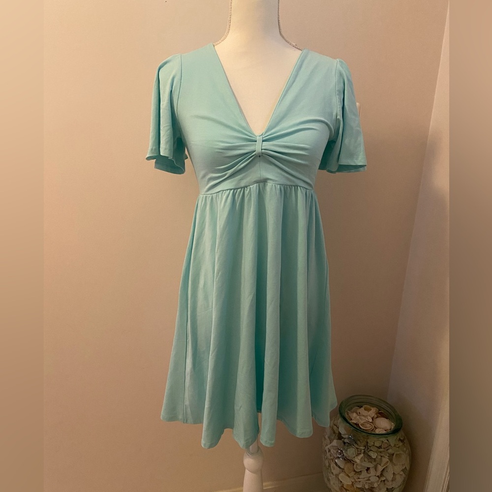 VENUS teal Mini Sundress with Flutter Sleeves size small flirty girly